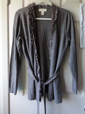 Peck & Peck Ruffle-Trim Open Cardigan